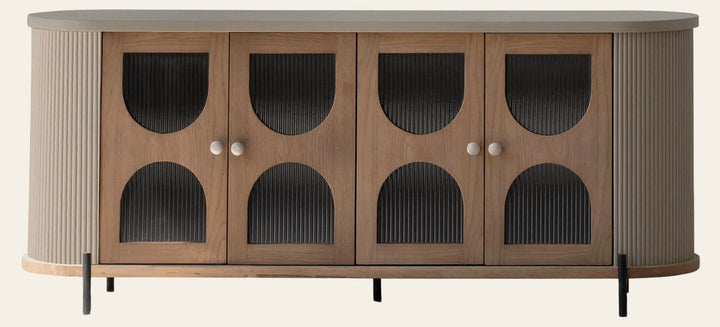 Colosseum Sideboard in Natural Oak - oak glass sideboard by LH Imports - Whats New Furniture Portland OR