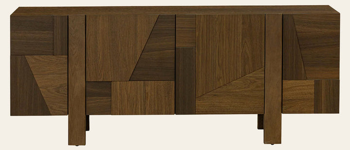 Abstract 4 Door Sideboard in Smokey Chestnut - oak sideboard by LH Imports - Whats New Furniture Portland OR