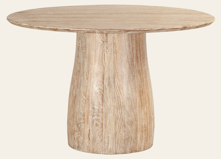 Truffle Round Dining Table in Natural White Wash - round mango wood dining table by LH - Whats New Furniture Portland OR
