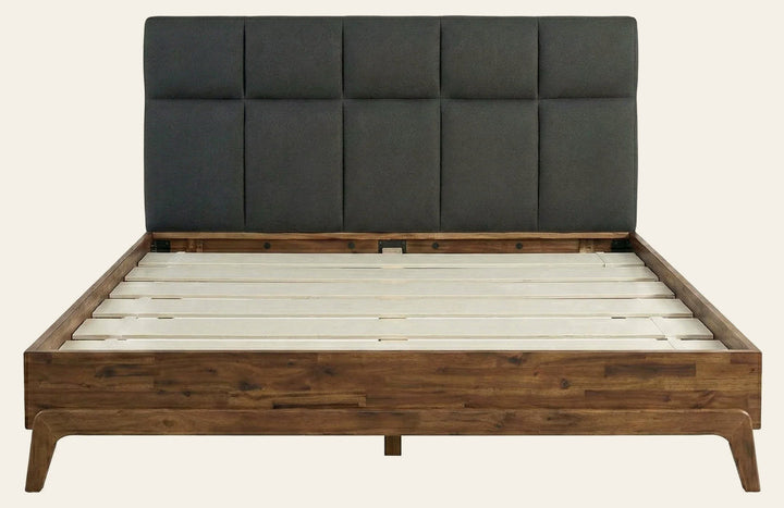 Remix King Bed Frame in Grey/Brown - acacia king bed frame by LH Imports - Whats New Furniture Portland OR