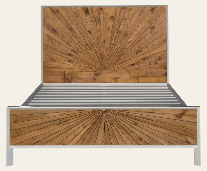 Casablanca Queen Bed Frame in Rustic Natural/White - queen reclaimed wood bed frame by LH - Whats New Furniture Portland OR