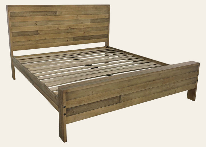 Campestre Modern King Bed Frame in Natural Rustic - king reclaimed pine bed frame by LH - Whats New Furniture Portland OR