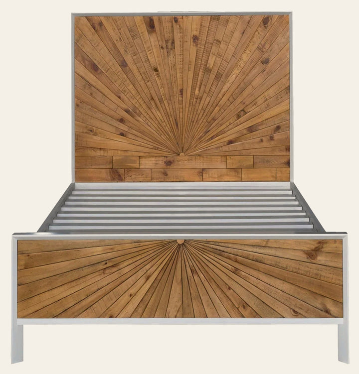 Casablanca Single Bed Frame in Rustic Natural/White - single reclaimed wood bed frame - Whats New Furniture Portland OR