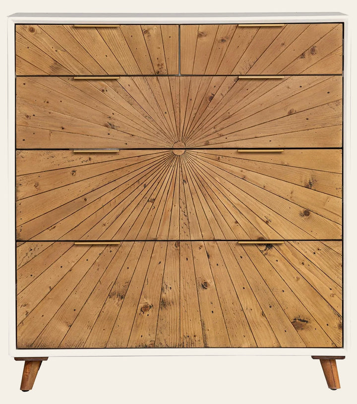 Casablanca 5 Drawer Chest in Rustic Natural White Lacquer - five drawer chest by LH Imports - Whats New Furniture Portland OR