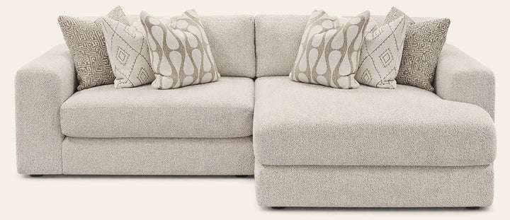 Drift Deep Sectional in Fluffy River Rock front view - Oregon-made plush sectional - Whats New Furniture Portland OR
