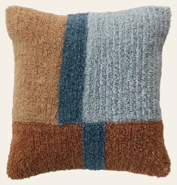 Multicolor New Zealand wool and cotton tufted pillow front view - Creative Co-Op - Whats New Furniture Portland OR