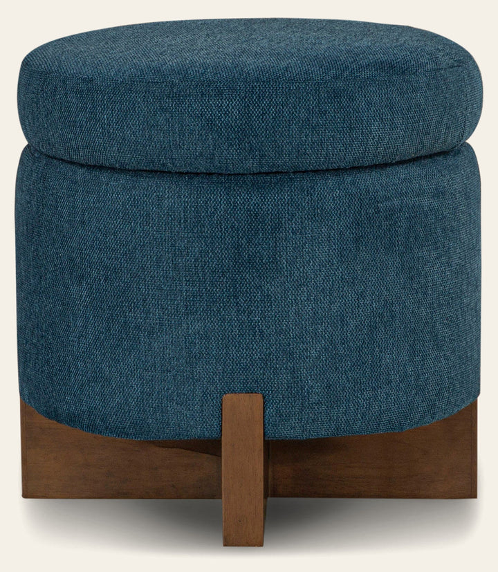 Fernhill Pouf Storage Ottoman in Blue - storage pouf ottoman private label - Whats New Furniture Portland OR