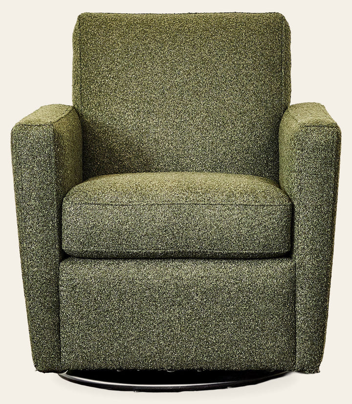 Zelda Swivel Chair in Rio Spinach - Oregon-made swivel chair by Stanton - Whats New Furniture Portland OR