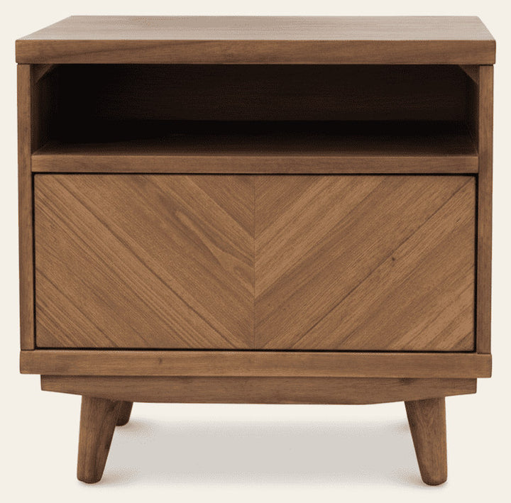 Piero KD Chevron Nightstand/Side Table - side angle - mid-century modern nightstands - Whats New Furniture Portland OR