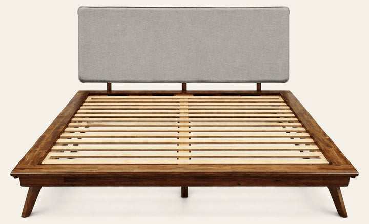 Denali Upholstered Queen Platform Bed in Grey Walnut - upholstered queen platform bed - Whats New Furniture Portland OR