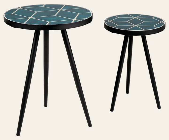 Clairbelle Accent Table Set in Teal - teal accent table set by Ashley - Whats New Furniture Portland OR