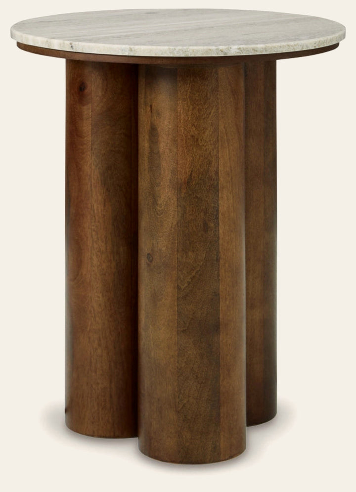 Henfield Accent Table in Beige Brown - beige brown accent table by Ashley - Whats New Furniture Portland OR