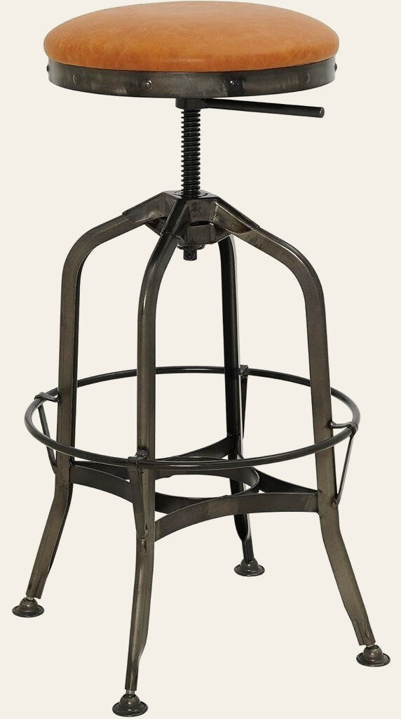 Adjustable Industrial Bar Stool in Gunmetal Vintage Cedar - Gunmetal Vintage Cedar - Whats New Furniture Portland OR