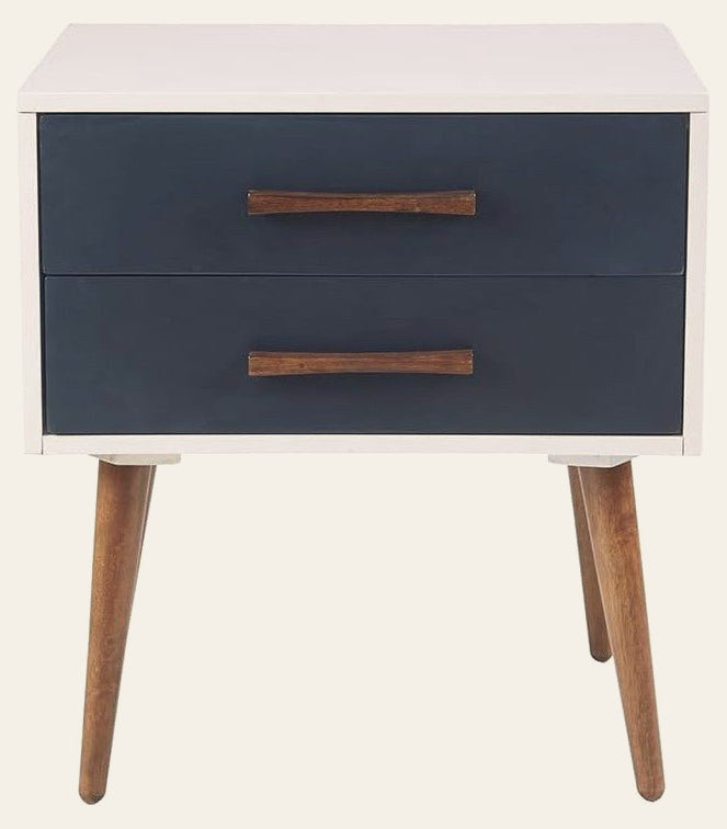 Jeremy Storage Nightstand in Off White Navy - storage nightstand by Olliix - Whats New Furniture Portland OR
