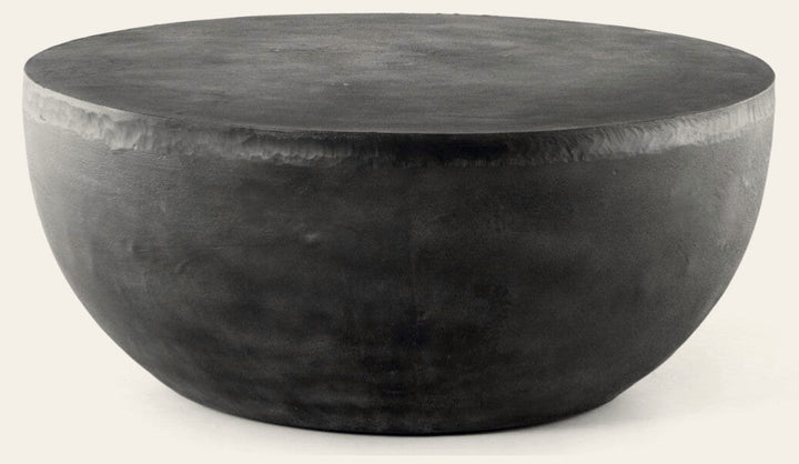 36" Basil Outdoor Round Coffee Table in Aged Grey - round aluminum outdoor coffee table - Whats New Furniture Portland OR