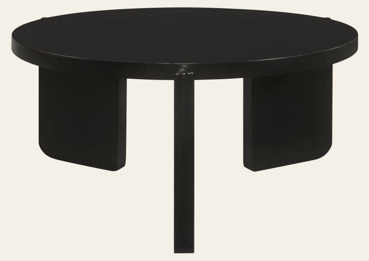 Cordova Round Solid Wood Coffee Table in black - round solid wood coffee table by Coaster - Whats New Furniture Portland OR