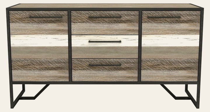 Metro Havana Sideboard in Brown Grey White - acacia iron sideboard by LH Imports - Whats New Furniture Portland OR