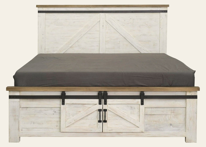 Provence Queen Bed Frame in Antique White - queen storage bed frame by LH Imports - Whats New Furniture Portland OR