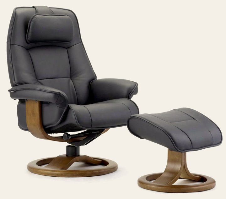 Admiral Recliner & Foot Stool in leather - Norwegian leather recliner by Fjords - Whats New Furniture Portland OR