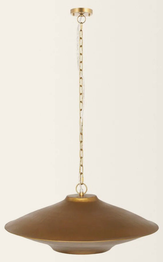 Titus Disc Pendant Light in Brass - brass disc pendant light - Whats New Furniture Portland OR