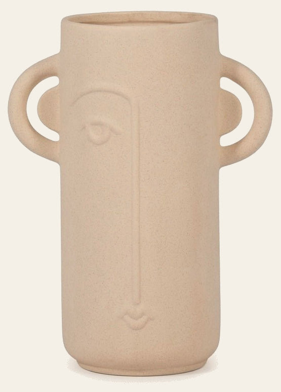 10" Face Vase W/ Handles front view - vase by Sagebrook Home - Whats New Furniture Portland OR