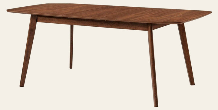 Redbridge Butterfly Leaf Dining Table in walnut, front studio view extended with butterfly - Whats New Furniture Portland OR