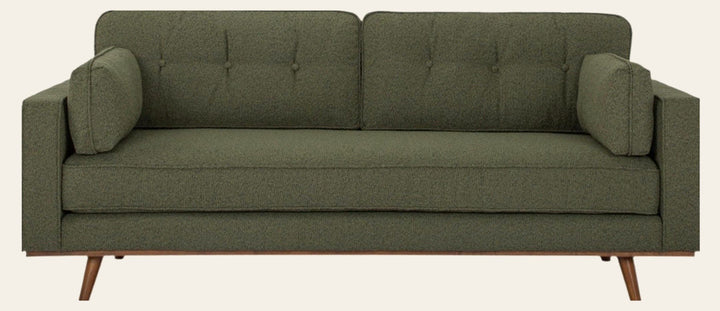 Irvington Sofa in Pasha Army - mid-century fabric sofa private label - Whats New Furniture Portland OR
