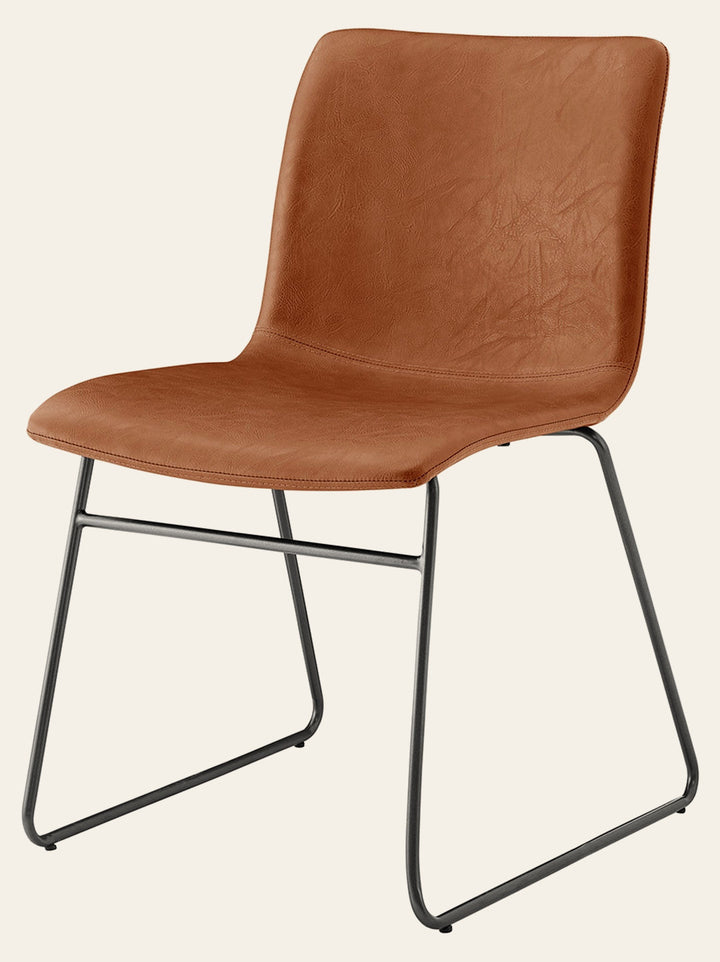 Bruce KD Faux Leather Dining Side Chair in Toasted Caramel - faux leather dining chair - Whats New Furniture Portland OR