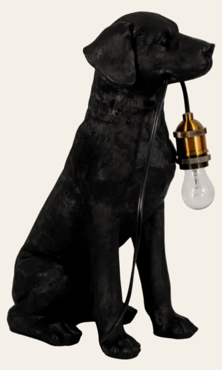 Dog Holding Lightbulb Table Lamp front view - Whats New Furniture Portland OR