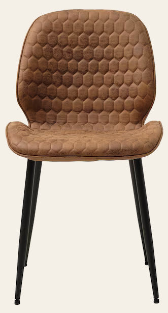 Richmond Dining Chair in Tan front view - upholstered mid-century modern dining chair - Whats New Furniture Portland OR