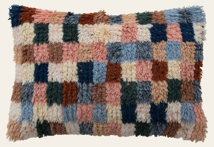 New Zealand Wool Tufted Checkered Lumbar Pillow - Whats New Furniture Portland OR