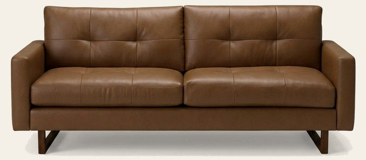 Pyper Sofa in Traverse Oak oak-tan leather - mid-century modern sofa by Palliser - Whats New Furniture Portland OR