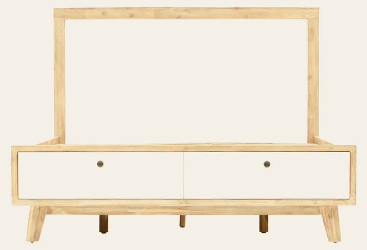 Ava King Bed Frame in White/Natural Brushed - king storage bed frame by LH Imports - Whats New Furniture Portland OR