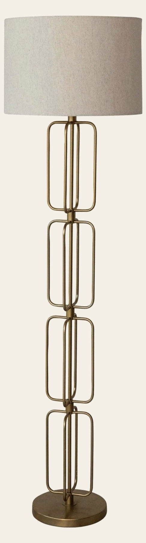 Metal Wire Floor Lamp with Cotton Shade & Inline Switch, Gold Finish - Whats New Furniture Portland OR