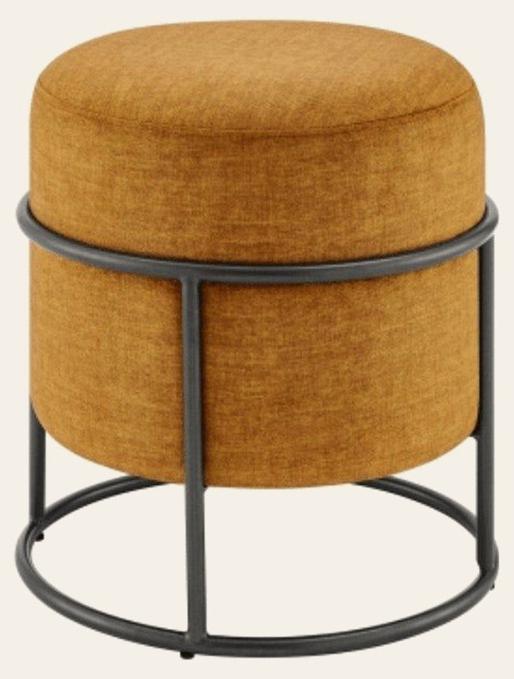 Ophelia Velvet Round Ottoman in Amber - velvet round ottoman by NPD - Whats New Furniture Portland OR