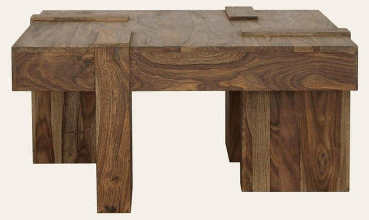 Samira Square Solid Wood Coffee Table in Natural Sheesham - square coffee table by Coaster - Whats New Furniture Portland OR