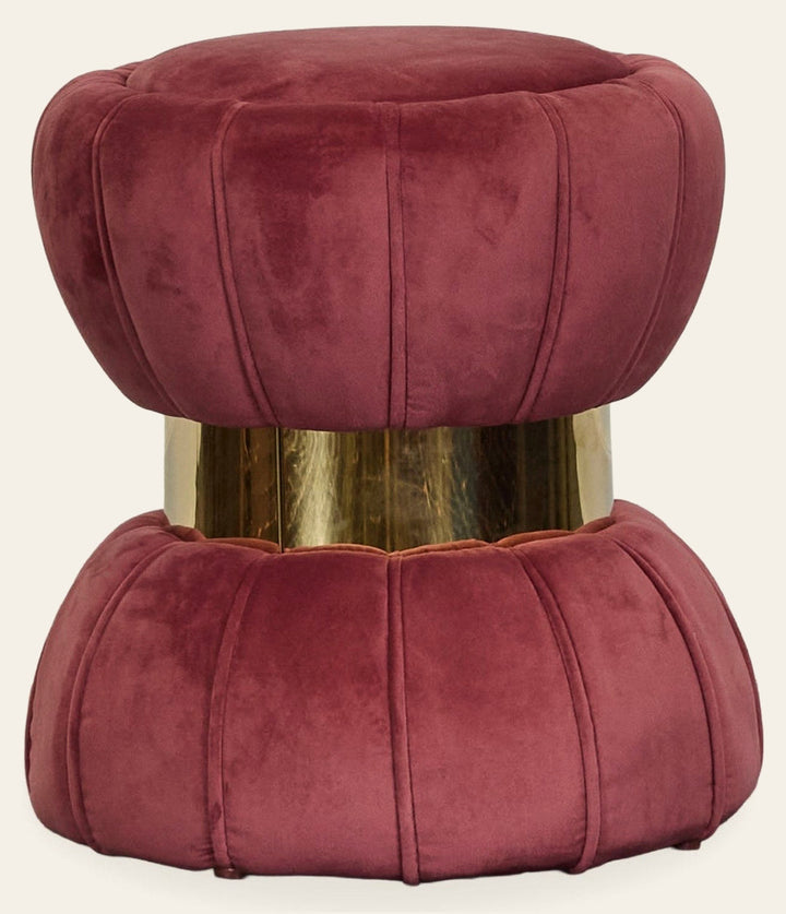 Sora Round Ottoman in Berry - round upholstered ottoman by Coaster - Whats New Furniture Portland OR
