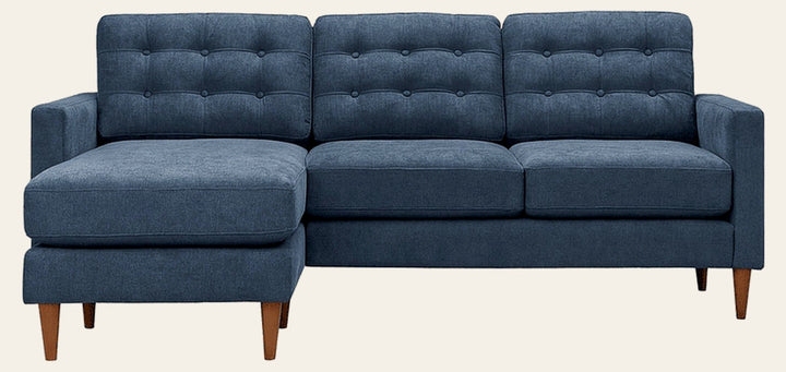 Vogue Sofa Chaise in Sensation Slate front view - Oregon-made tufted sofa by Stanton - Whats New Furniture Portland OR