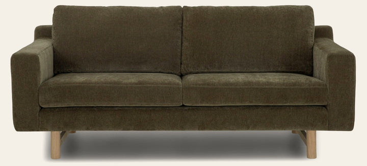 Pettygrove 2-Seater Sofa in Moss Olive Green front view - two-seat sofa by What's New Furniture - Whats New Furniture Portland OR