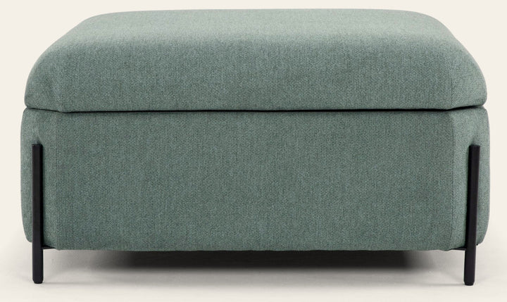 Fulton Square Storage Ottoman in sage green — detail view — What's New Furniture Portland
