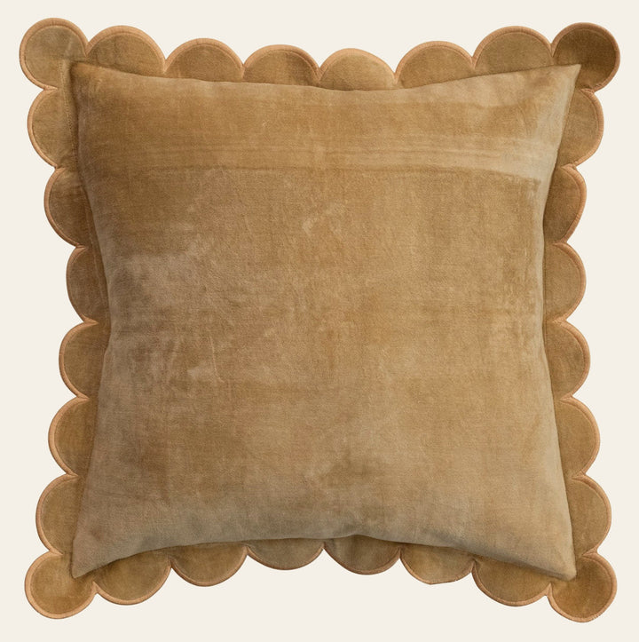 Cotton Velvet Pillow w/ Scalloped Flange & Embroidered Edge - What's New Furniture - Portland, Oregon