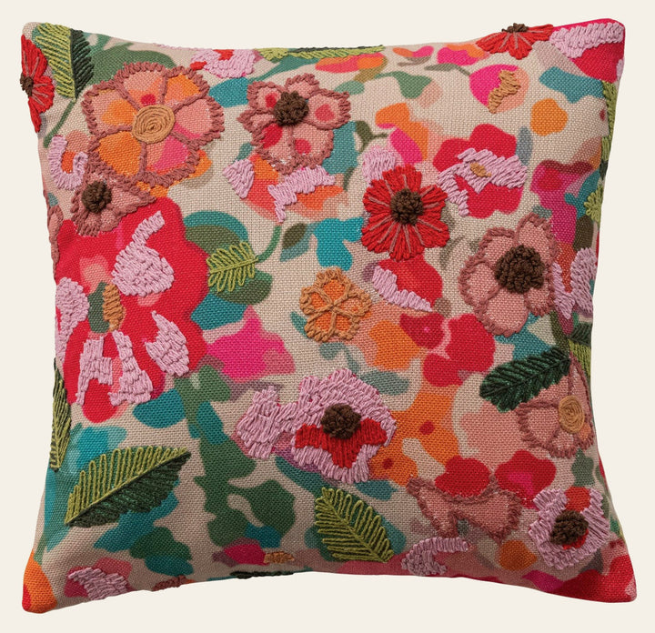 Square Fabric Pillow with Flowers - What's New Furniture - Portland, Oregon