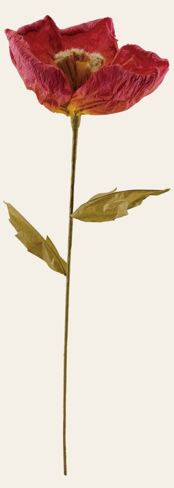 Paper Flower Pick, Green & Burgundy - What's New Furniture - Portland, Oregon
