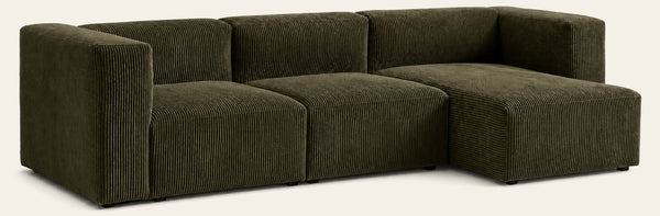Fenway 3-piece L sectional with chaise on the right in Olive Green Corduroy - Whats New Furniture Portland OR