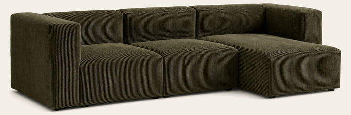 Fenway 3-piece L sectional with chaise on the right in Olive Green Corduroy - Whats New Furniture Portland OR