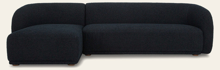 Finn LHF Chaise Sectional in Olana Black fabric - front view - mid-century modern sectional - Whats New Furniture Portland OR