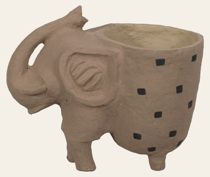 Ivory paper mache elephant planter 25 inch statement decor - Sagebrook Home - Whats New Furniture Portland OR