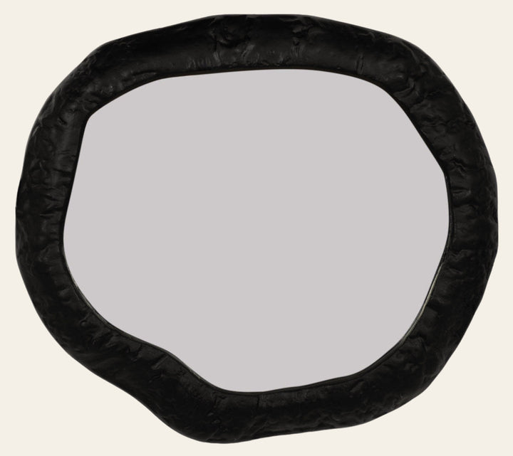 Hammered aluminum organic round wall mirror 18 inch matte black - Sagebrook Home - Whats New Furniture Portland OR