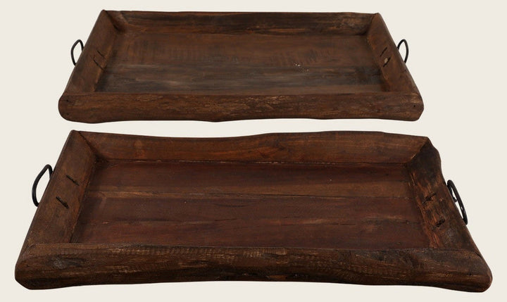Reclaimed Wood Trays with Metal Handles front view - Whats New Furniture Portland OR