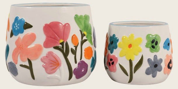 Floral Embossed Planters front view - Whats New Furniture Portland OR